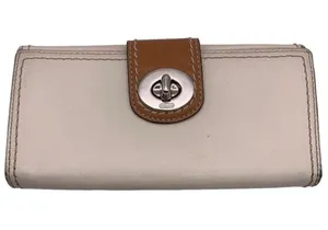 y2k COACH White Brown Turnlock Wallet thumbnail 1