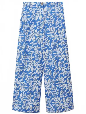 Mango Wide Leg Printed Pants NWT Blue Size Large thumbnail 4