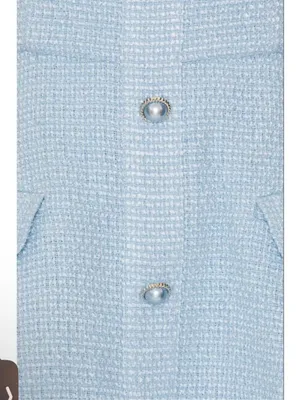MORE TO COME Anwen Mini Dress in Baby Blue Large New Womens Tweed Aline thumbnail 13