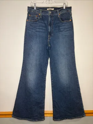 Levi’s Ribcage Bell denim jeans highest rise stretch 32 thumbnail 1