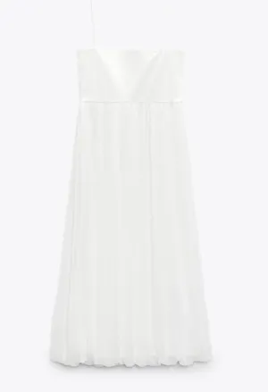 Zara NWT White Combination MIDI DRESS. Size Large. thumbnail 8