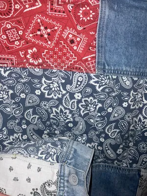 Anthropologie Faria Patchwork Denim Trucker Jacket thumbnail 11