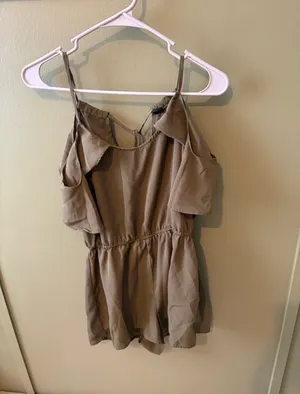 Bebop Olive Green Cold Shoulder Romper  thumbnail 2