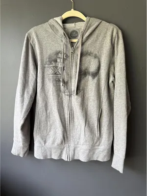 Life is Good Gray Zip-Up Hoodie with Front Print thumbnail 1
