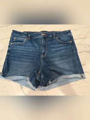 American Eagle Super High Rise Shortie Denim Shorts Size 16 Next Level Stretch thumbnail 3
