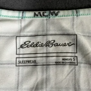 Eddie Bauer Pajama Set Womens Small Green Plaid Tank Top Pants Sleepwear Jersey thumbnail 5