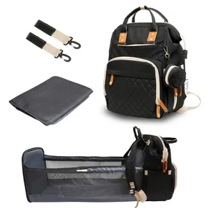 Akshomz Diaper Bag Backpack with Changing Station, Black Tan NEW thumbnail 2