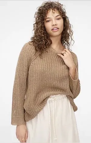 J Crew Relaxed-Fit Linen Beach Sweater Brown Women's medium thumbnail 1