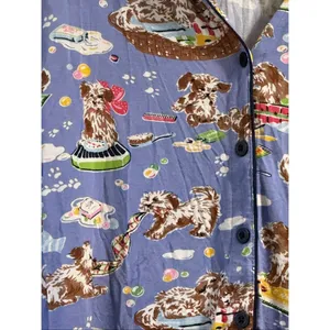 Nick & Nora Pajama Knit Top Puppy Dog Animal Bubble Bath Time Button Down M thumbnail 2
