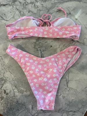 Urban Outfitters Pink Floral Bandeau Bikini Set thumbnail 2
