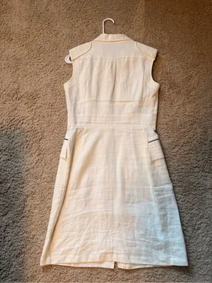 Daniel Cremieux Cream Sleeveless Zip-Front Linen-Blend Dress thumbnail 4
