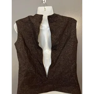 Handmade Womens 2 Piece Skirt Set Brown Metallic Sleeveless Top Midi Skirt Evening Party thumbnail 6