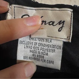 Vintage Stenay Black Silk Beaded Blouse Womens L Short Sleeve Formal Dressy thumbnail 4