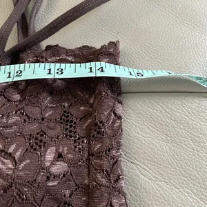 Y2K Brown Lace Built-In Bra Stretchy Cami Tank Top Size S thumbnail 7