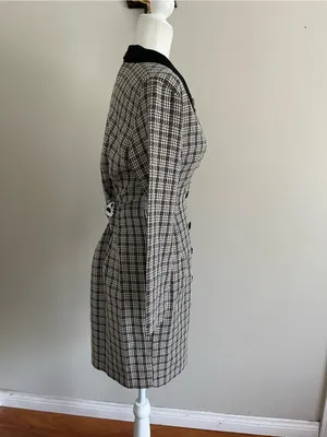 Mystic Black & White Plaid Double-Breasted Mini Dress thumbnail 4