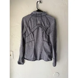 Zella‎ Womens Gray Space Dye Full Zip Athletic Jacket Mock Neck Thumbholes S thumbnail 8