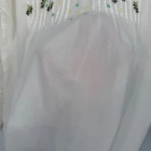 Relativity Womens White Cotton Embroidered Pintuck Long Sleeve Peasant Blouse S‎ thumbnail 3