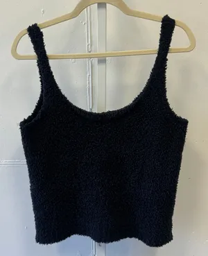 SKIMS Cozy‎ Knit Teddy Sherpa Tank Onyx Black Scoop Neck Lounge Top 2X/3X thumbnail 1