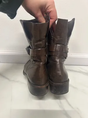 Coach‎ Brown Leather Ankle Boots Buckle Strap Moto Slouchy Festival Size 6.5B thumbnail 4