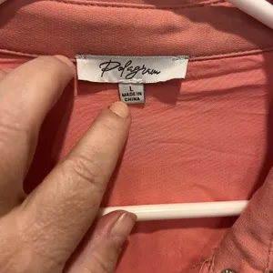 Polagram Pink Plaid Mixed Media Snap Front Shacket Jacket PSJ1287 Womens Large thumbnail 3