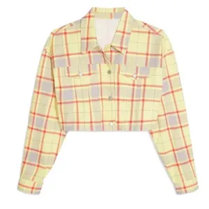 WeWoreWhat Cropped‎ Plaid Denim Jacket Size XS/S Streetwear Y2K Light Academia thumbnail 14