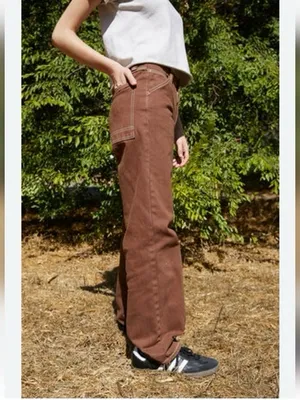 Brandy Melville John Galt Brown Carpenter Pants - Size S - Adjustable Waist thumbnail 4