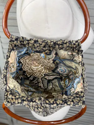 Vintage Velvety Cottage Floral Satchel/Purse with Round Lucite Handles thumbnail 4