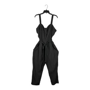 Nine West Womens Black Sweetheart Neckline Smocked Back Jumpsuit XL Tapered Leg thumbnail 2