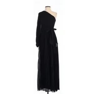 Lulus Divine Charm Black Pleated One-Shoulder Maxi Dress Small Evening Formal thumbnail 6