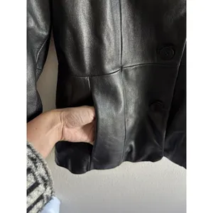 Vtg 90s Wilsons‎ Leather Pelle Studio Black Leather Blazer Jacket Women's Large thumbnail 5
