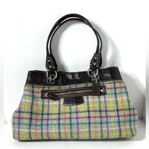 Coach Penelope Tattersall Colorful Plaid Wool Shoulder Bag Purse thumbnail 3