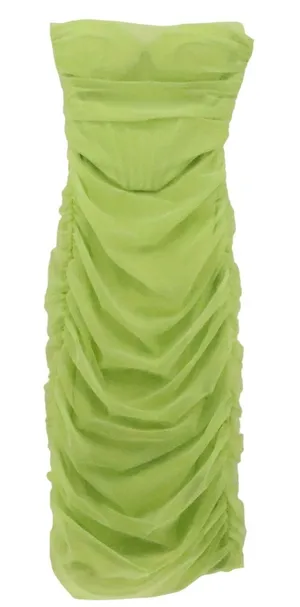 Oh Polly Ruched Mesh Corset Mini Dress Womens Size‎ 0 Lime Green Neon Party thumbnail 1