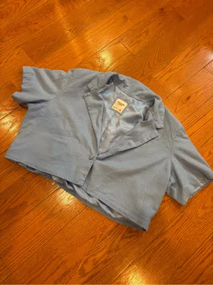Abercrombie & Fitch Blue Cropped Blazer Jacket XXL Short Sleeve Preppy thumbnail 2