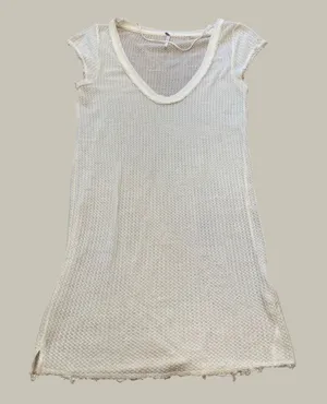 Free‎ People We The Free Ivory Thermal V-Neck Tunic Top Cap Sleeve Small thumbnail 1