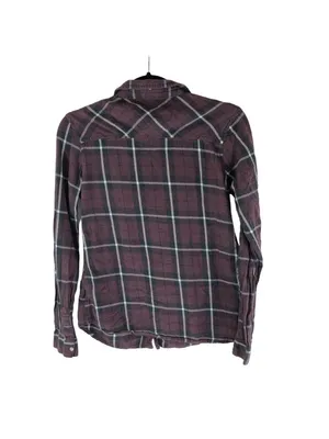 Charlotte Russe Womens Flannel Shirt Cotton Pockets Plaid Flannel Shirt Burgundy thumbnail 2