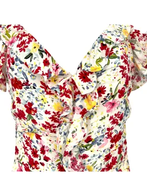 ASTR The Label Ditsy Floral Coquette Ruffle Mini Dress White Multicolor Size XS thumbnail 10