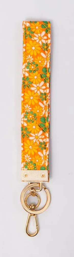 Ban.Do Retro Orange Yellow Floral Wristlet Keychain, Gold Hardware Nwt thumbnail 1