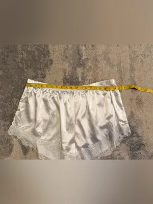Silky Lace Trim White Cami and Shorts Sleep Set thumbnail 4