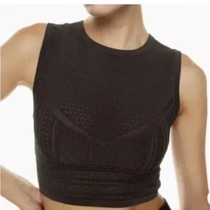 Babaton Aritzia Pointelle Crop Top‎ Size XS Black thumbnail 1