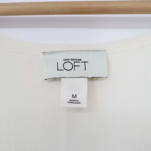 Ann Taylor Loft Womens Medium Cream Knit Scoop Neck Sleeveless Tank Top Shell thumbnail 3
