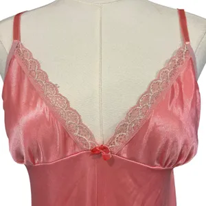 VTG Y2K Tracy Pink Silky Lace Baby Doll Slip Top Cami Fairy Medium Coquette 90's thumbnail 2