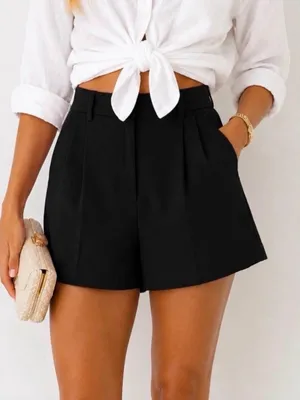 Abercrombie & Fitch Sloane Black High-Waist Tailored Shorts thumbnail 1