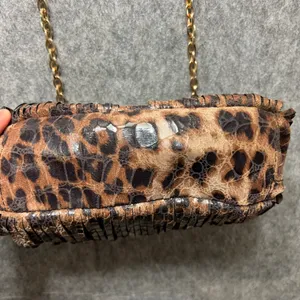 Chico's Animal Print Crossbody Bag Chain Strap Purse Faux Leather Fringe‎ thumbnail 3