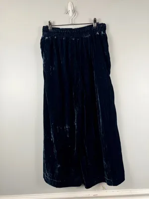 Anthropologie Hei Hei Blue velvet wide leg culottes size XS READ thumbnail 5