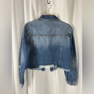 KANCAN “Sawyer” Blue Jean Distressed Cropped Denim Jacket, XL‎ 617 thumbnail 6