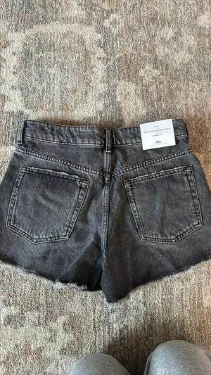 ZARA Black Shorts Denim Cut-Off thumbnail 2