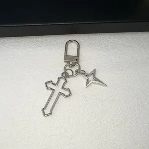 Cross Star Keychain Charm for Men Women Car Keychain Key Ring Bag Charm Silver thumbnail 3