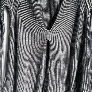 Anthropologie MOTH grey ribbed waterfall cardigan small sweater cotton thumbnail 7