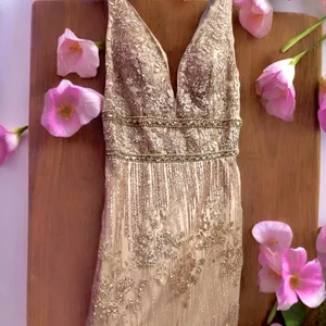 Trendy Rose Gold Sequins Designer Dress NWT thumbnail 9