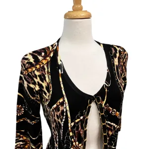 Boston Proper Cardigan Sz S Leopard Animal Chain‎ Classy Maximalist Careerwear thumbnail 2